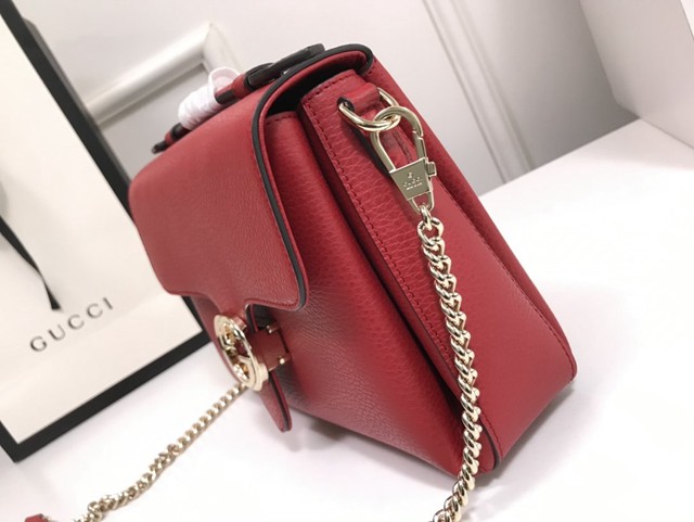 Gucci高仿專櫃女包 510302 古馳女士粉色牛皮郵差風琴包 Gucci迷你斜挎小方包 Gucci全牛皮手提包  gqy3707